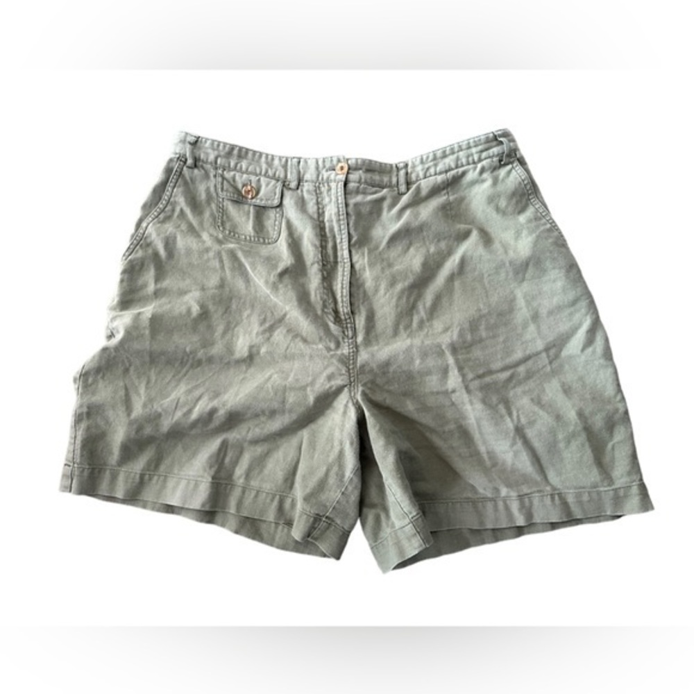 Christopher and banks olive green linen cargo shorts women’s size 16